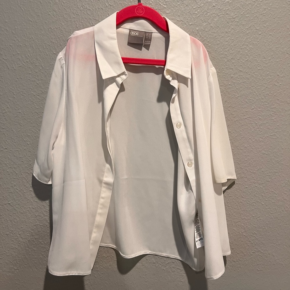 ASOS White short sleeve button up blouse XS